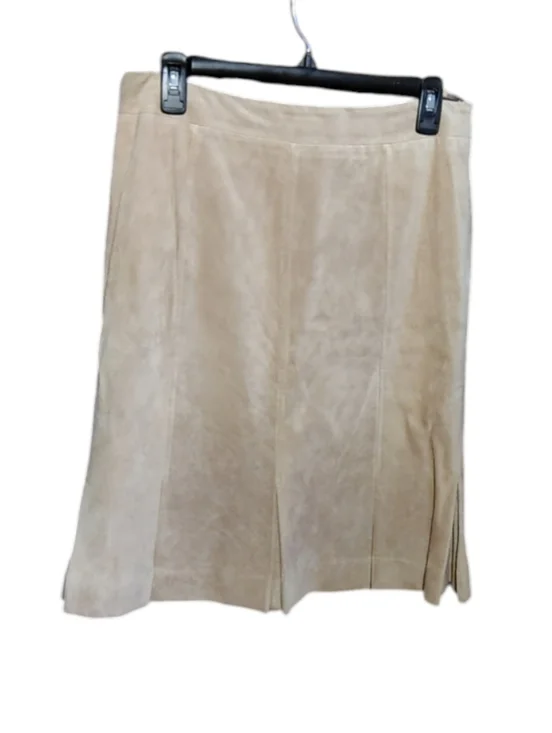 Loft Beige Suede Pleated Hem Skirt Women's Size 6    50 - Picture 2 of 14